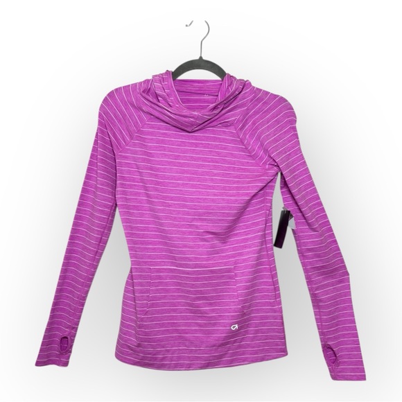 GAP Tops - GapFit Hot Pink Stripe Performance Hoodie Athletic Running Yoga XS